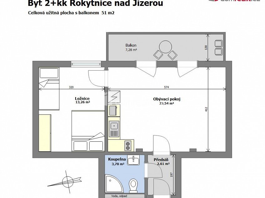Prodej bytu 2+kk 51 m^2 Rokytnice nad Jizerou, Rokytnice nad Jizerou 