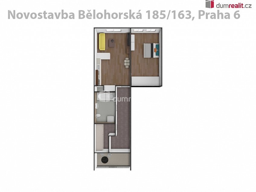 Pronájem bytu 2+kk 60 m^2 Bělohorská, Praha 6 