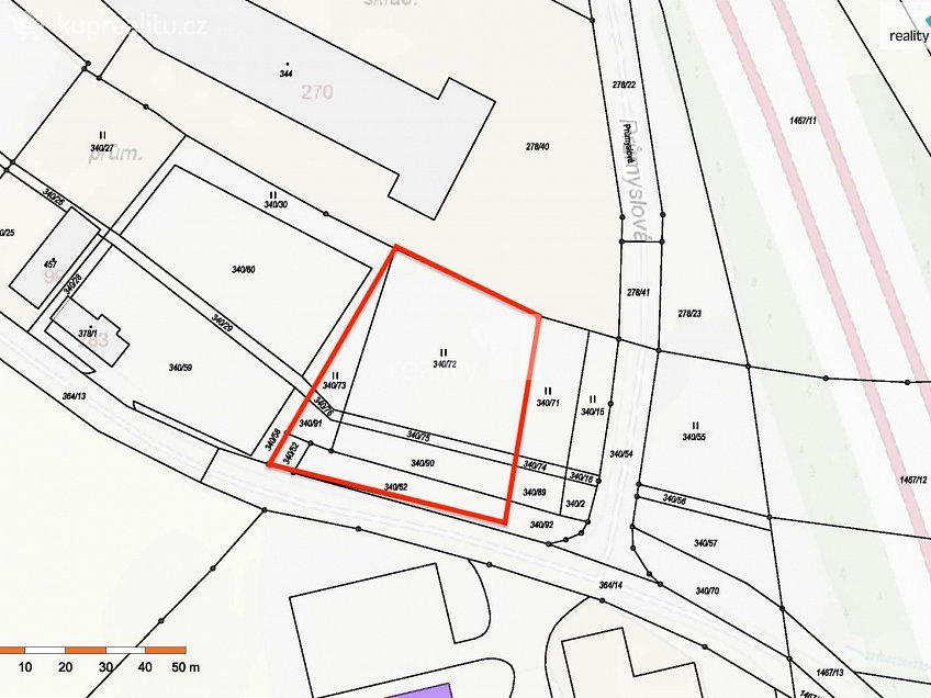 Prodej  stavebního pozemku 2833 m^2 Průmyslová, Jiřice 