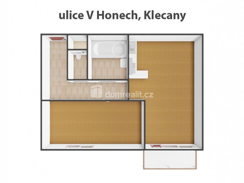 Pronájem bytu 2+kk 47 m^2 V Honech, Klecany 