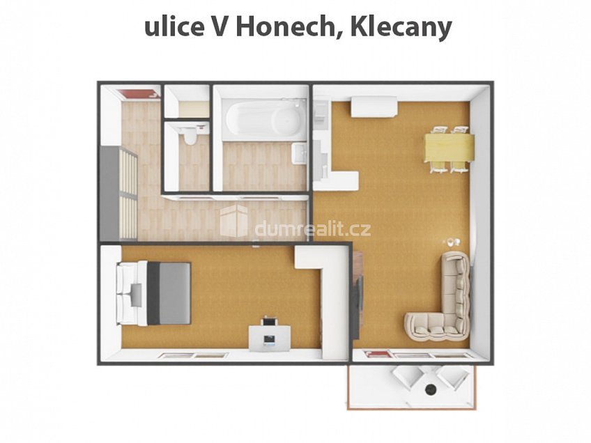 Pronájem bytu 2+kk 47 m^2 V Honech, Klecany 
