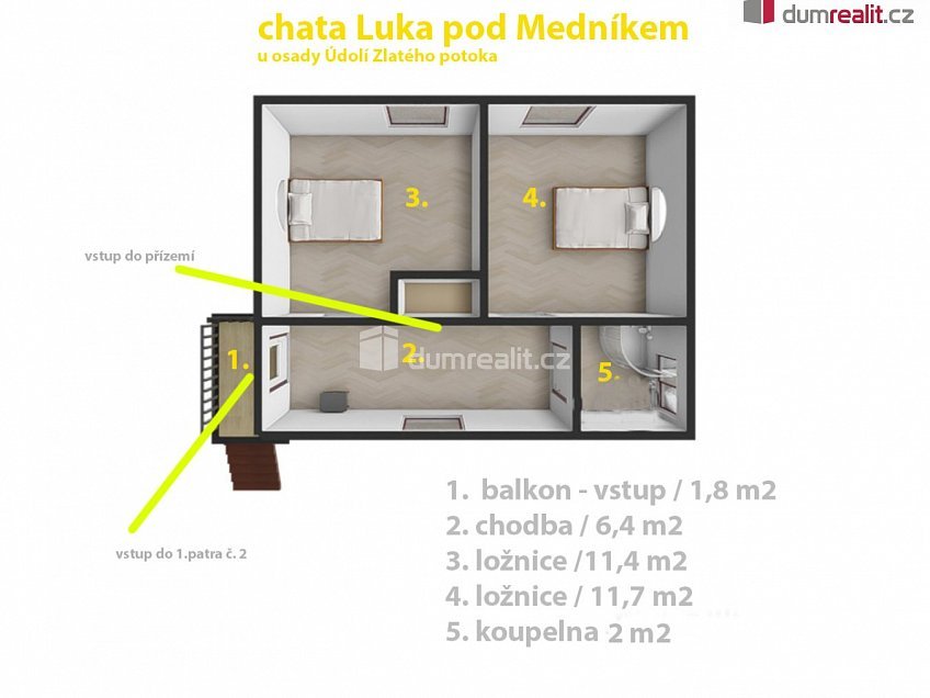 Prodej  chaty 60 m^2 Jílové u Prahy, Jílové u Prahy 