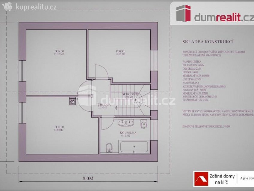 Prodej  domu na klíč 93 m^2 Pitínská, Bojkovice 