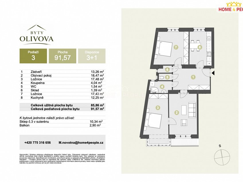 Prodej bytu 3+1 92 m^2 Olivova, Říčany 