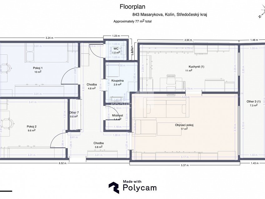 Prodej bytu 3+1 62 m^2 Masarykova, Kolín 