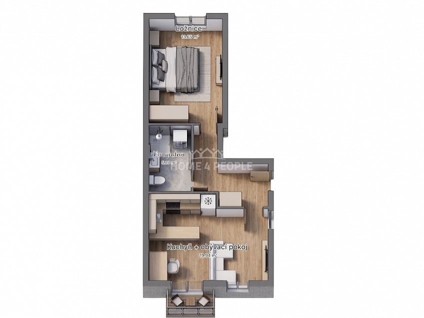 Pronájem bytu 2+kk 41 m^2 Riegrova, České Budějovice 