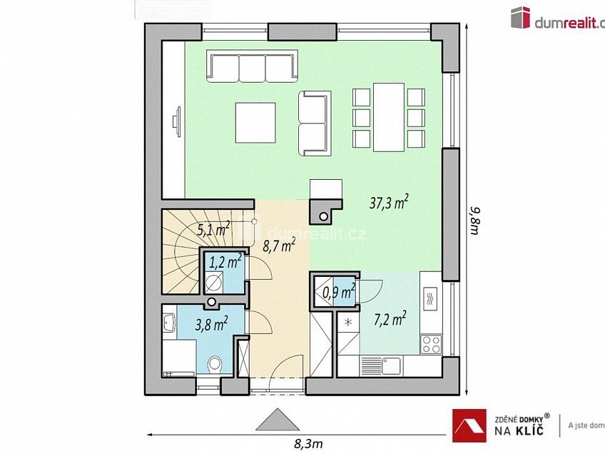 Prodej  projektu  rodinného domu 121 m^2 Mlýnská, Luhačovice 
