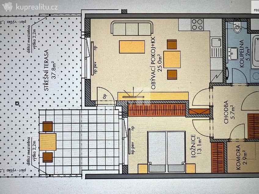 Pronájem bytu 2+kk 54 m^2 Stočesova, Praha 6 