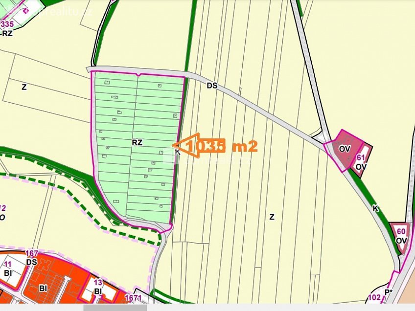 Prodej  zahrady 1035 m^2 Uherský Brod, Uherský Brod 
