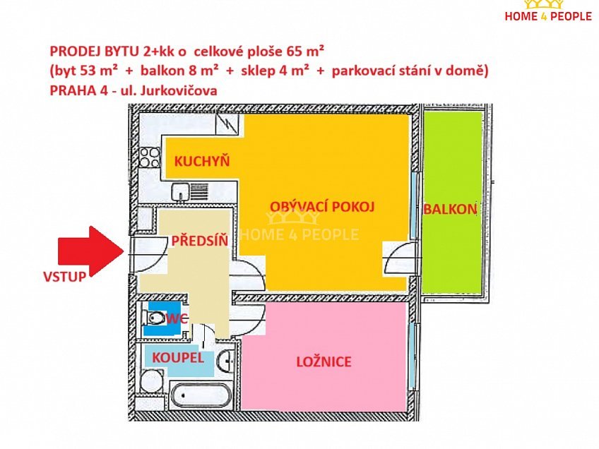 Prodej bytu 2+kk 65 m^2 Jurkovičova, Praha 11 