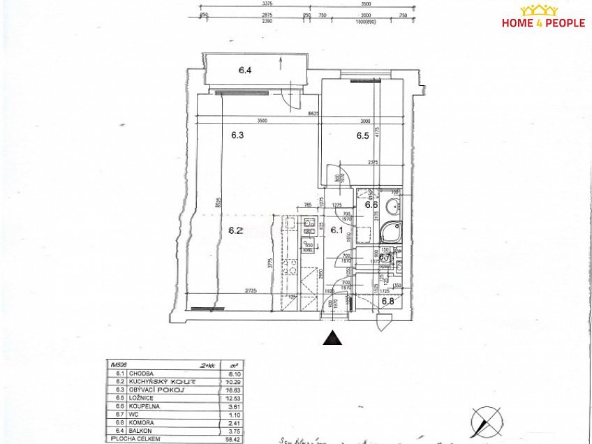 Pronájem bytu 2+kk 58 m^2 Ponětovická, Brno 