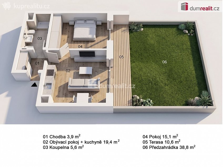 Pronájem bytu 2+kk 44 m^2 Mužíkova, Praha 4 
