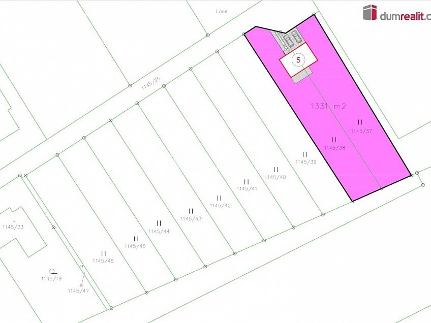Prodej  stavebního pozemku 1155 m^2 Losy, Uherský Brod 