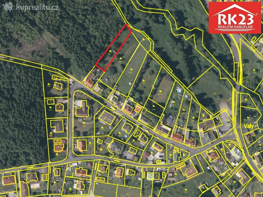 Prodej  zahrady 1072 m^2 Valy, Valy 
