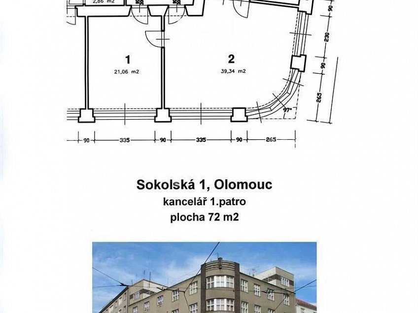 Pronájem  kanceláře 72 m^2 Sokolská, Olomouc 77900