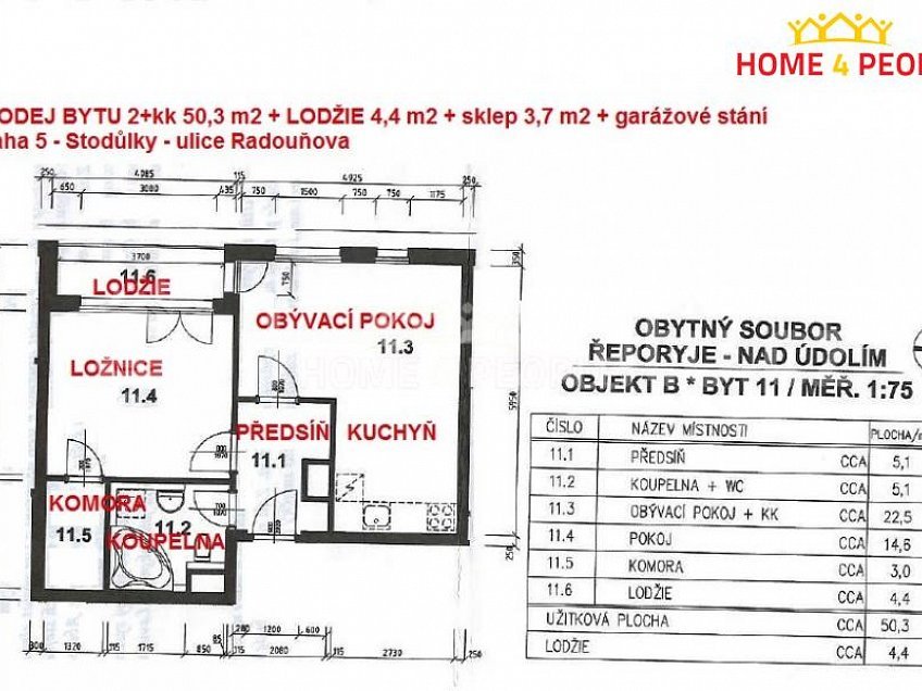 Prodej bytu 2+kk 55 m^2 Radouňova 2683, Praha-Řeporyje 