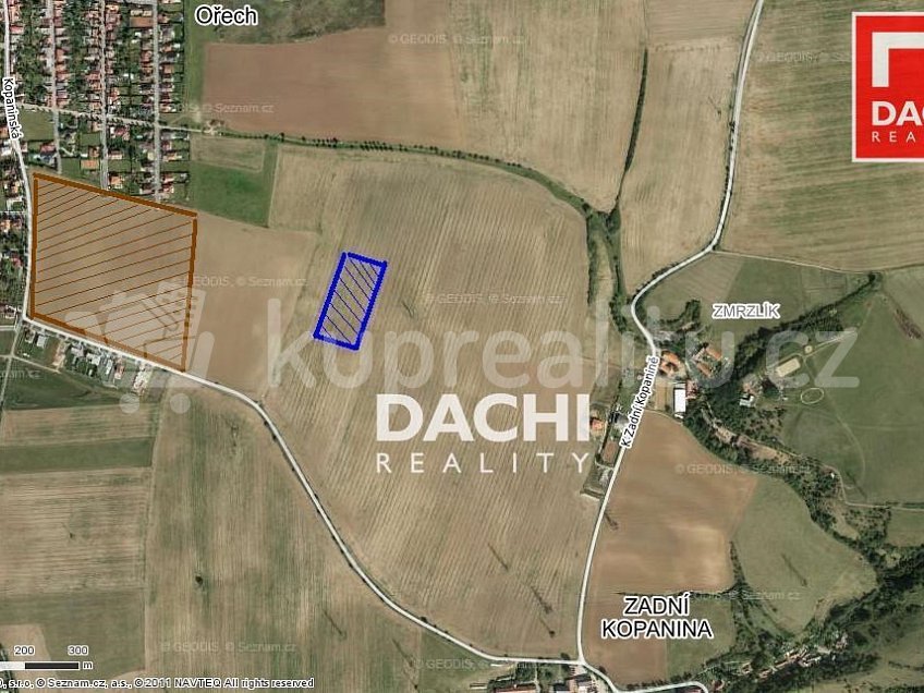 Prodej  stavebního pozemku 4000 m^2 Ořech Česká republika